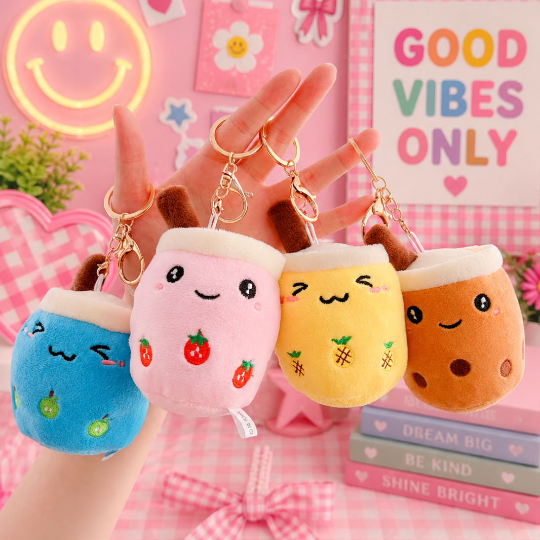 Kawaii Plush Boba Keychain Collection