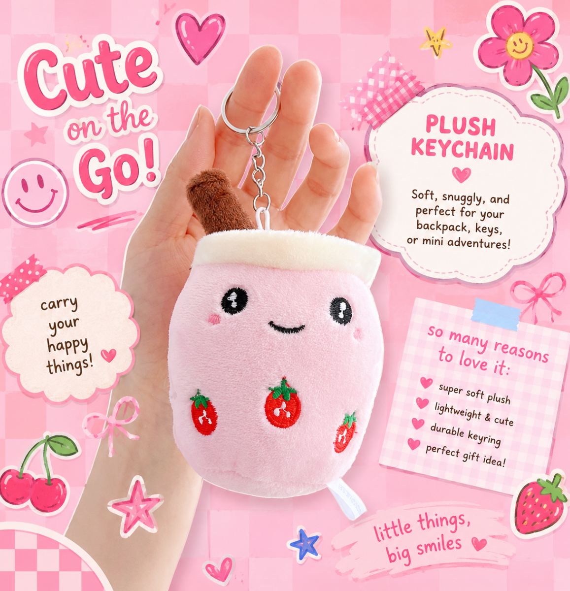 Kawaii Plush Boba Keychain Collection