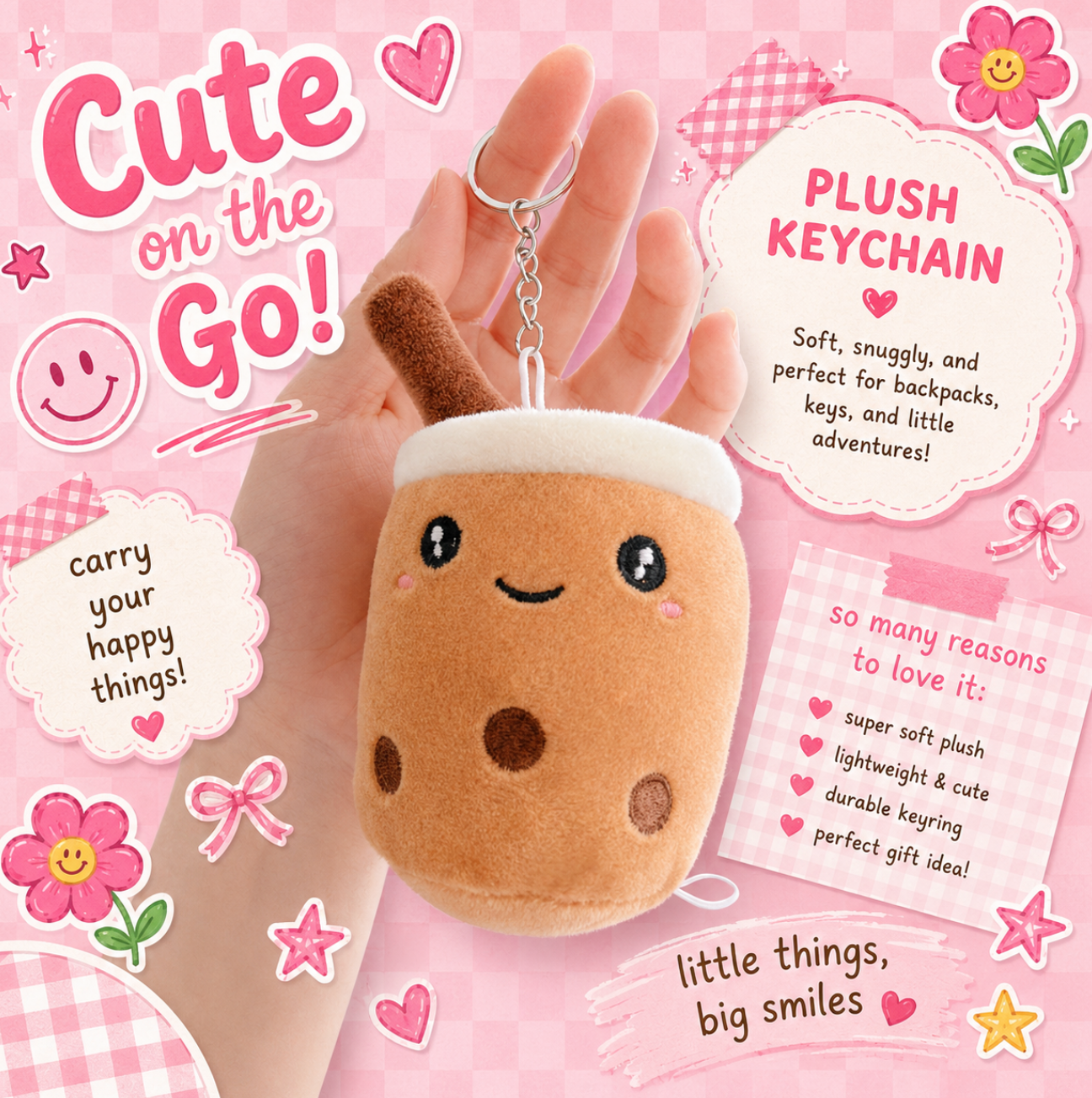 Kawaii Plush Boba Keychain Collection